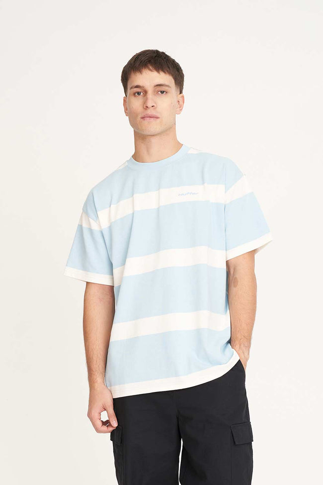 Stripped Tee - Chalk/Ice Blue-HUFFER-P&amp;K The General Store