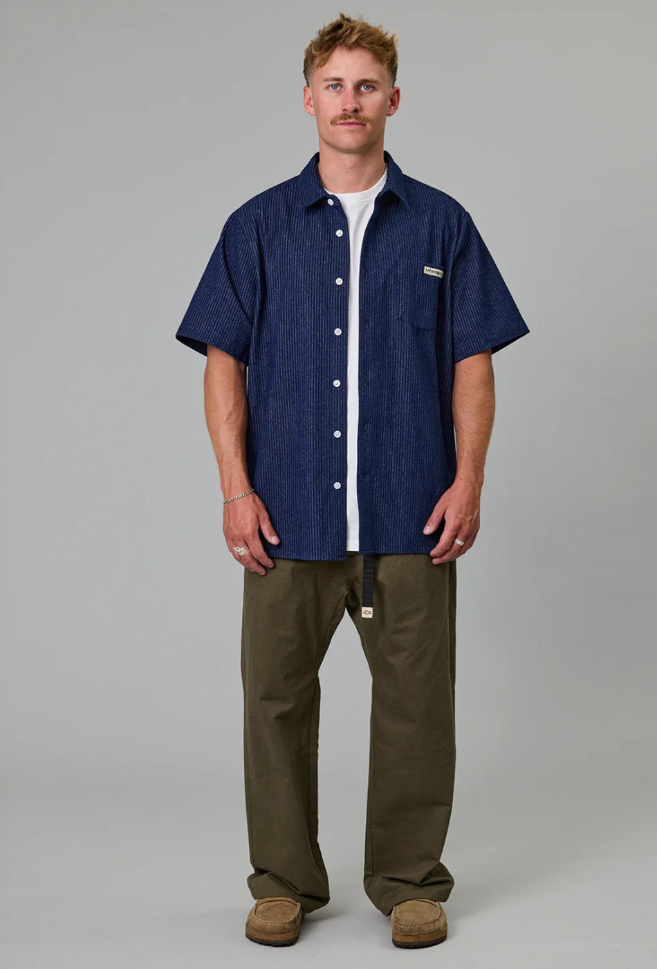 Ballast SS Shirt - Stripe Denim-Just Another Fisherman-P&K The General Store