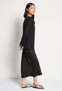 JHL - V Neck L/S T - Black Cotton Cashmere-JULIETTE HOGAN-P&amp;K The General Store