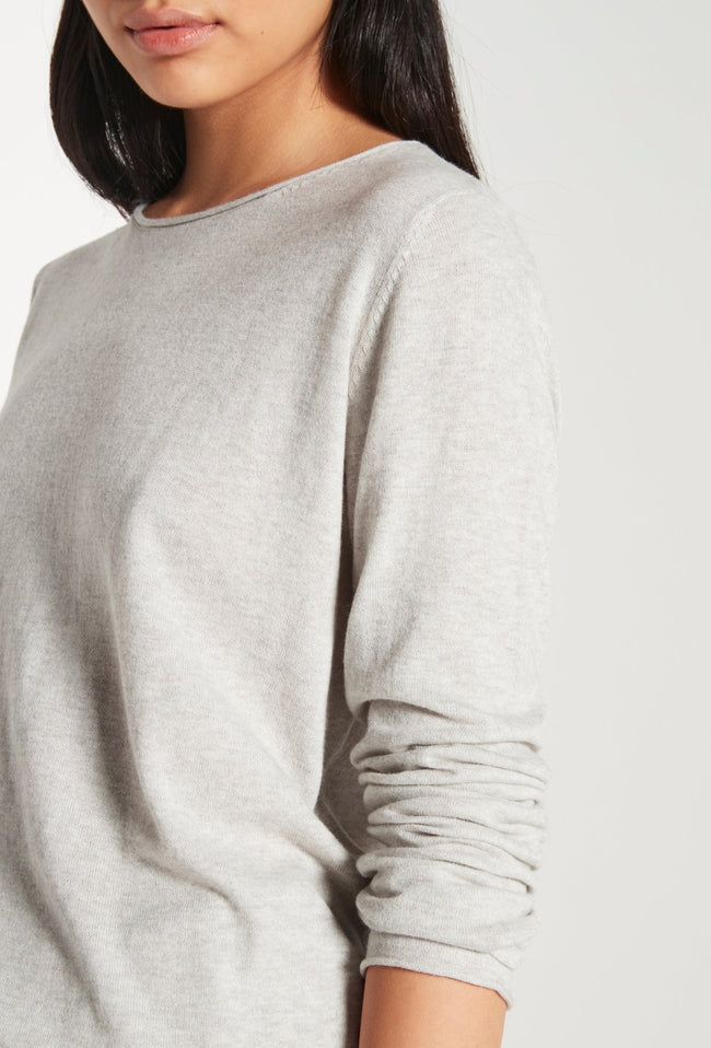 JHL Crew L/S T - Grey Marle Cotton Cashmere-JULIETTE HOGAN-P&amp;K The General Store