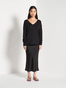 JHL - V Neck L/S T - Black Cotton Cashmere-JULIETTE HOGAN-P&amp;K The General Store