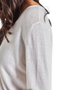 JHL V-Neck Long Sleeve Tee - White-JULIETTE HOGAN-P&amp;K The General Store
