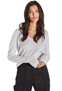 JHL V-Neck Long Sleeve Tee - White-JULIETTE HOGAN-P&amp;K The General Store