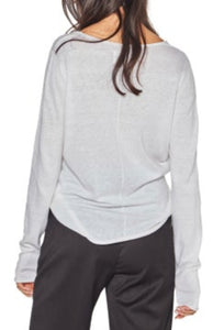 JHL V-Neck Long Sleeve Tee - White-JULIETTE HOGAN-P&amp;K The General Store