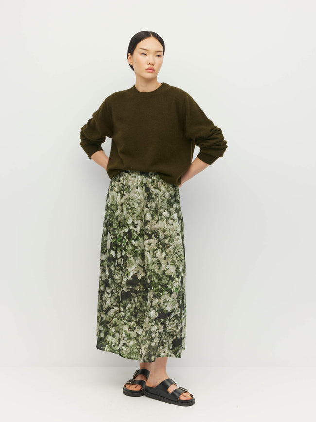 Arcade Skirt - Gypsy Flora Crepe - Seagrass-JULIETTE HOGAN-P&amp;K The General Store
