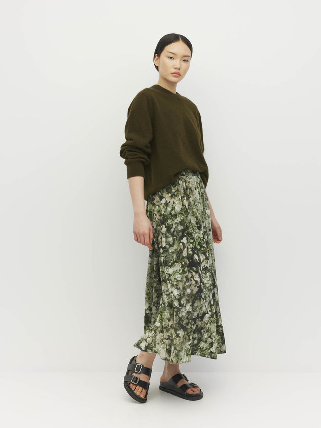 Arcade Skirt - Gypsy Flora Crepe - Seagrass-JULIETTE HOGAN-P&amp;K The General Store