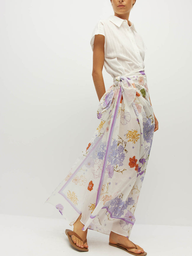 Border Sarong - Afterglow Cotton - Blanc-JULIETTE HOGAN-P&amp;K The General Store