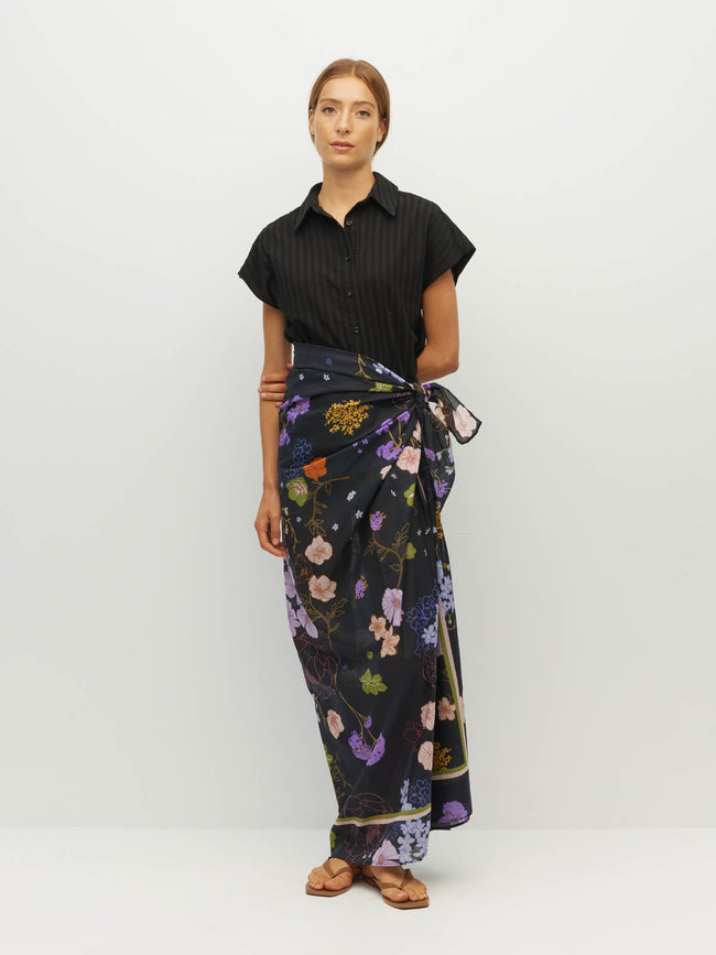 Border Sarong - Afterglow Cotton - Noir-JULIETTE HOGAN-P&amp;K The General Store