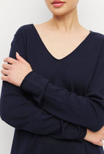 JHL V Neck L/S T - Navy-JULIETTE HOGAN-P&amp;K The General Store