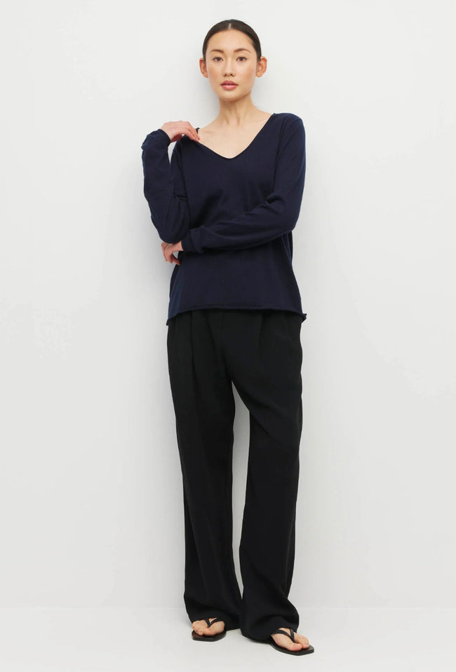 JHL V Neck L/S T - Navy-JULIETTE HOGAN-P&amp;K The General Store