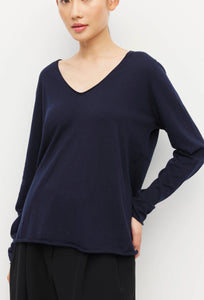 JHL V Neck L/S T - Navy-JULIETTE HOGAN-P&amp;K The General Store