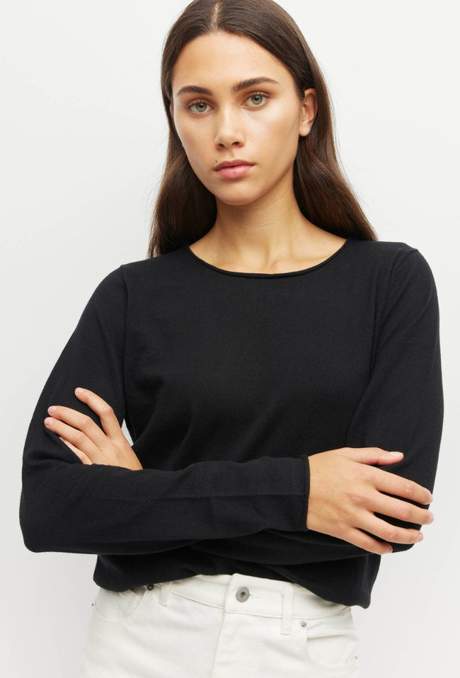 JHL Crew L/S T - Cotton Cashmere - Black-JULIETTE HOGAN-P&amp;K The General Store