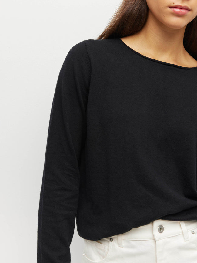 JHL Crew L/S T - Cotton Cashmere - Black-JULIETTE HOGAN-P&amp;K The General Store