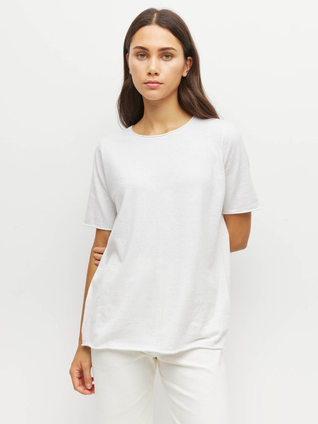 JHL Crew T - Cotton Cashmere - White-JULIETTE HOGAN-P&amp;K The General Store