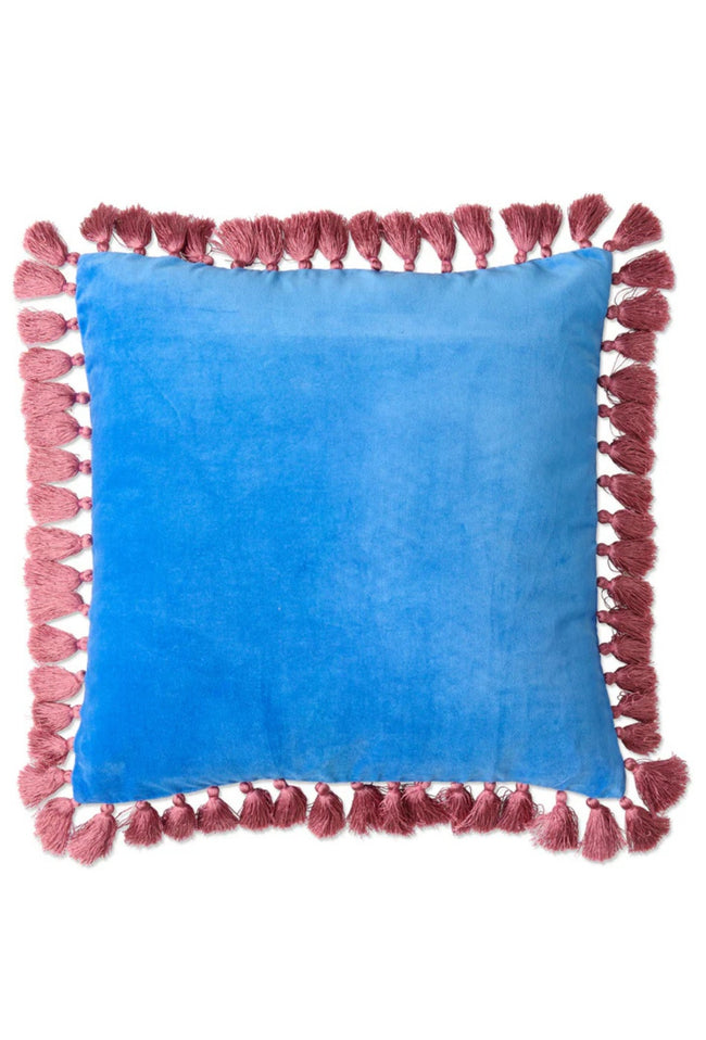 Velvet Tassel Cushion - Sapphire Blush-KIP & CO-P&amp;K The General Store