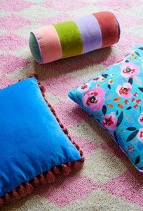 Velvet Tassel Cushion - Sapphire Blush-KIP & CO-P&amp;K The General Store