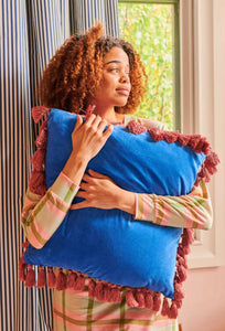 Velvet Tassel Cushion - Sapphire Blush-KIP & CO-P&amp;K The General Store