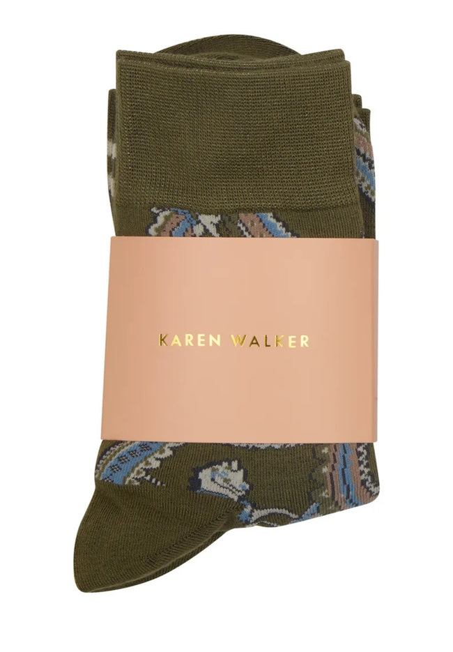 Carousel Socks - Green Multi - 2 Pack-KAREN WALKER-P&amp;K The General Store