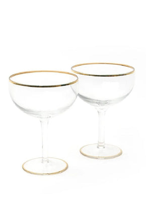 Champagne Coupe Set - Clear with Gold Rim-Karen Walker-P&amp;K The General Store