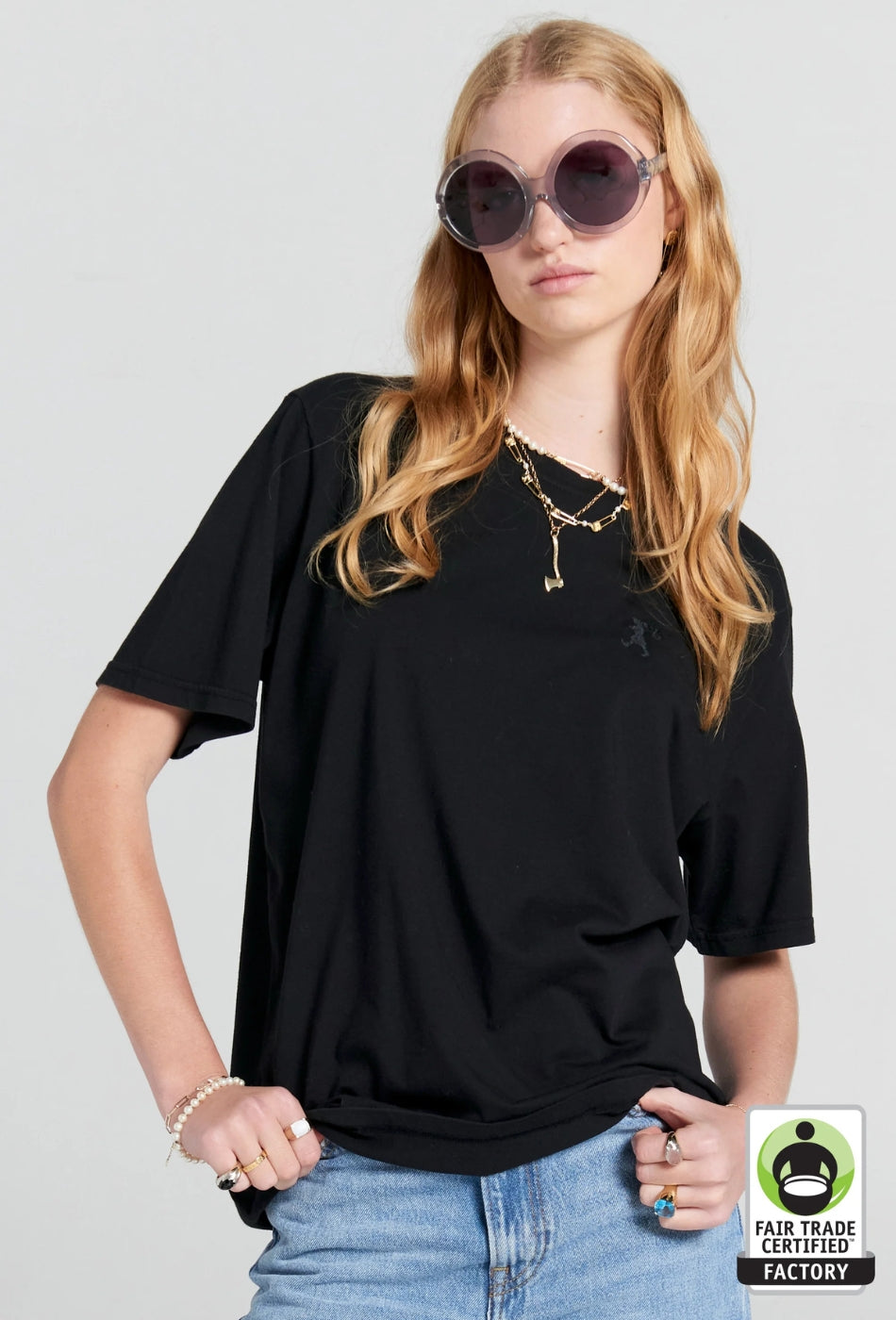 Embroidered Runaway Girl Classic Organic Cotton T-Shirt - Black-Karen Walker-P&K The General Store