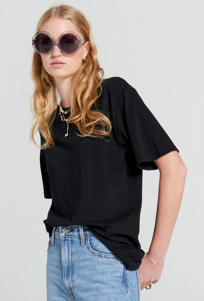 Embroidered Runaway Girl Classic Organic Cotton T-Shirt - Black-Karen Walker-P&amp;K The General Store