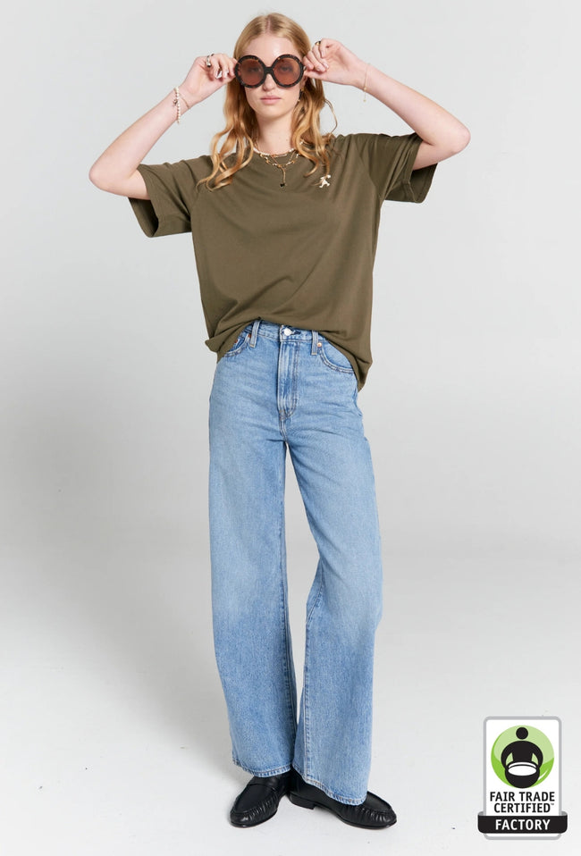 Embroidered Runaway Girl Classic Organic Cotton T-Shirt Hunter - Green-Karen Walker-P&amp;K The General Store