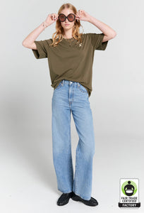 Embroidered Runaway Girl Classic Organic Cotton T-Shirt Hunter - Green-Karen Walker-P&amp;K The General Store