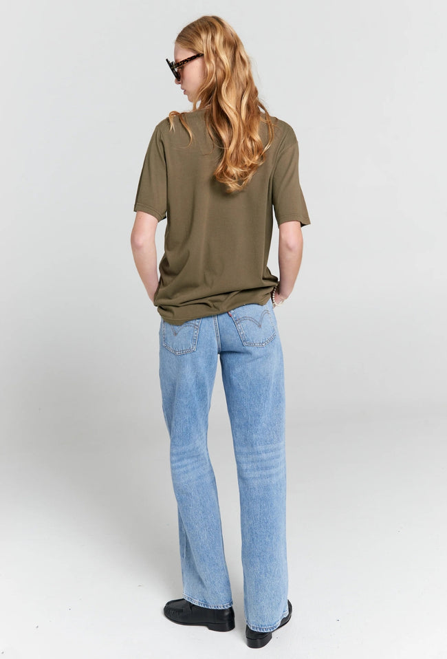 Embroidered Runaway Girl Classic Organic Cotton T-Shirt Hunter - Green-Karen Walker-P&amp;K The General Store