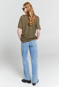 Embroidered Runaway Girl Classic Organic Cotton T-Shirt Hunter - Green-Karen Walker-P&amp;K The General Store