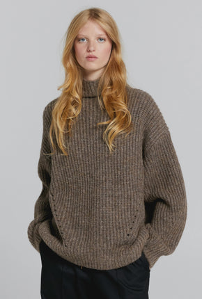 Funnel Neck Sweater - Walnut