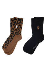 Load image into Gallery viewer, Leopard Socks - Tan/Black - 2 Pack
