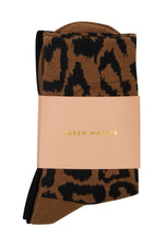 Load image into Gallery viewer, Leopard Socks - Tan/Black - 2 Pack
