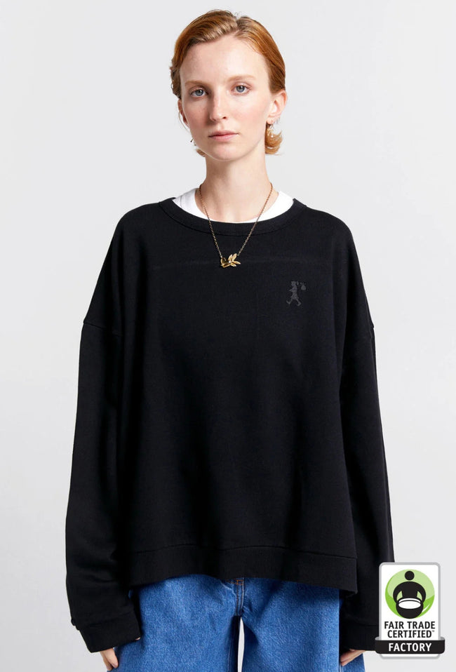 Runaway Girl Organic Cotton Crewneck Sweatshirt - Black-Karen Walker-P&amp;K The General Store