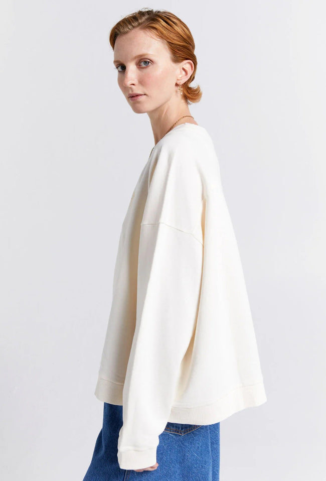 Runaway Girl Organic Cotton Crewneck Sweatshirt - Ecru-Karen Walker-P&amp;K The General Store
