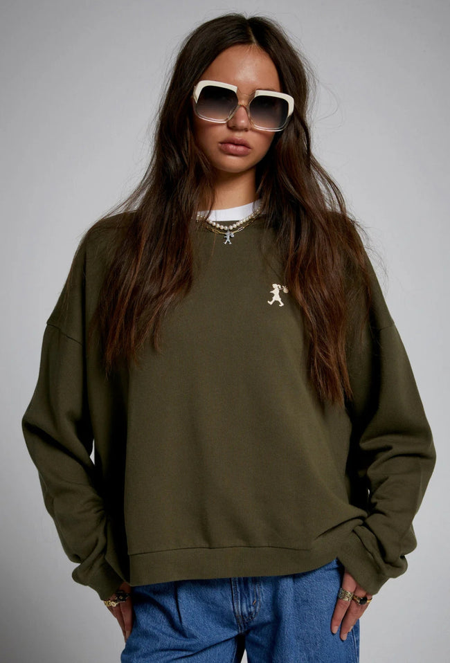 Runaway Girl Organic Cotton Crewneck Sweatshirt - Hunter Green-Karen Walker-P&amp;K The General Store