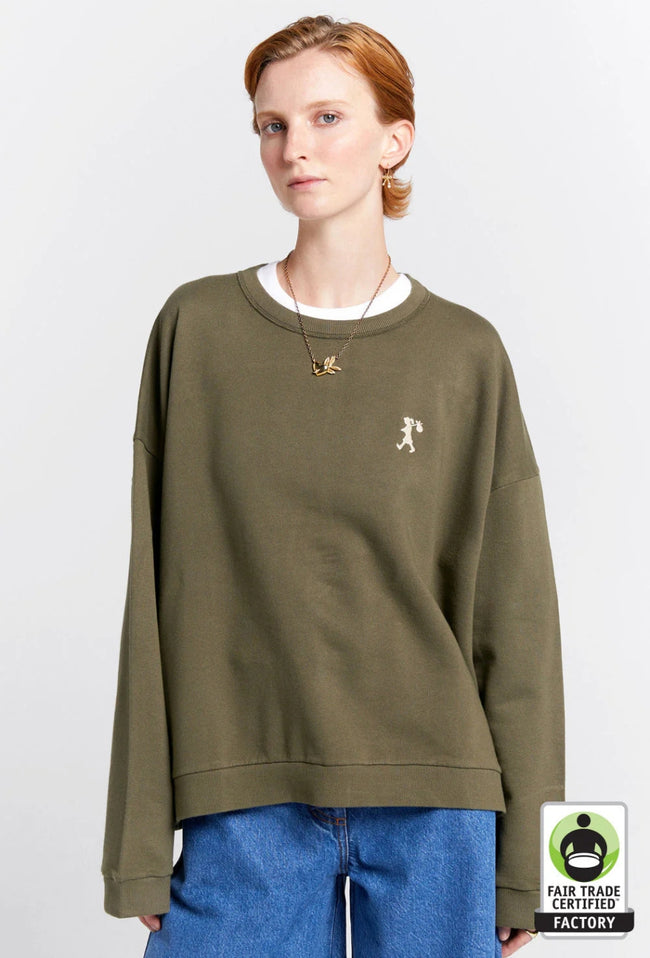 Runaway Girl Organic Cotton Crewneck Sweatshirt - Hunter Green-Karen Walker-P&amp;K The General Store