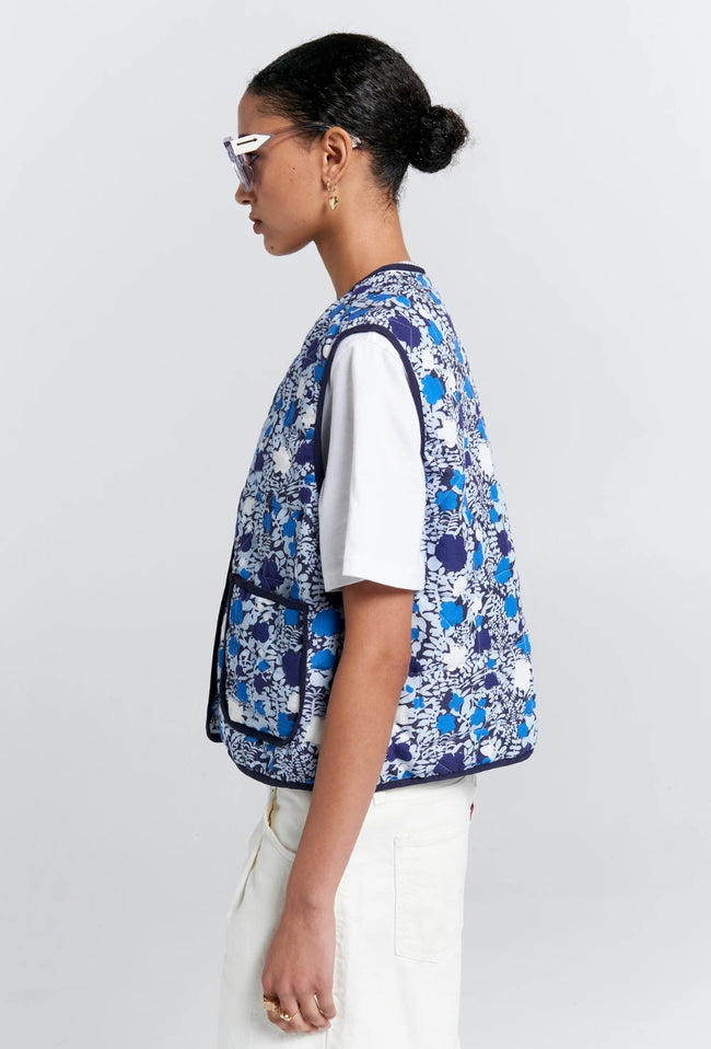 Quilted Drift Vest - Blue/Multi-KAREN WALKER-P&amp;K The General Store