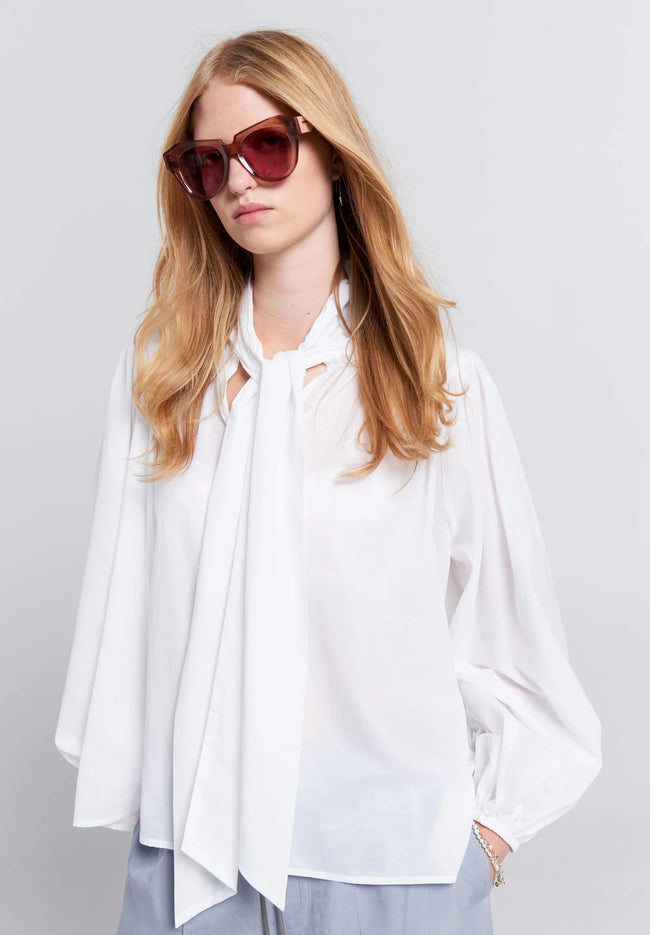 Reining Bow Blouse - White-KAREN WALKER-P&amp;K The General Store