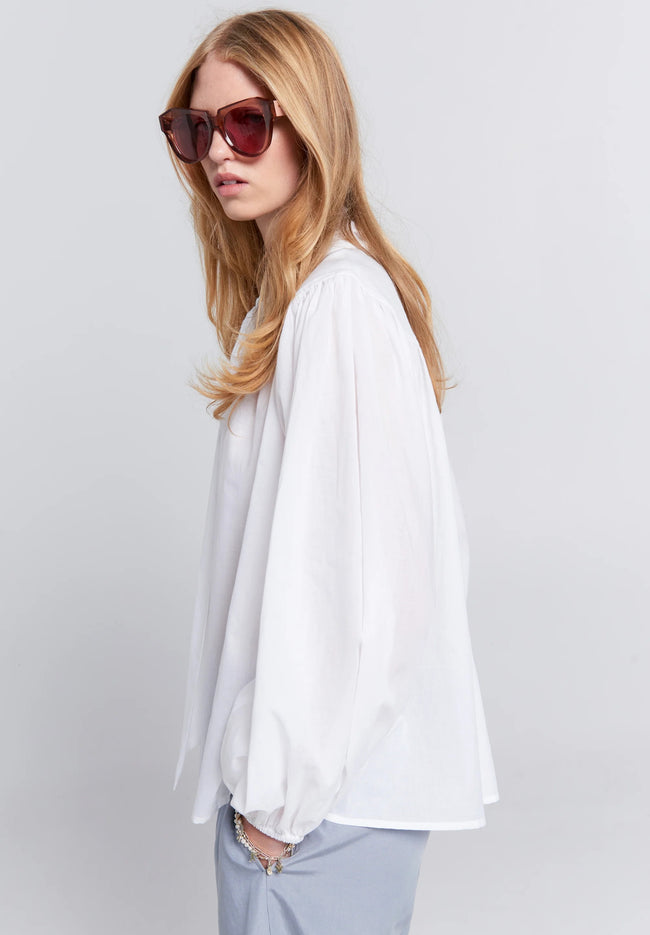 Reining Bow Blouse - White-KAREN WALKER-P&amp;K The General Store