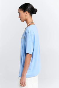 Embroidered Runaway Girl - Classic Organic Cotton T-Shirt - Blue-KAREN WALKER-P&amp;K The General Store