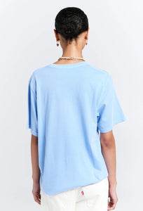 Embroidered Runaway Girl - Classic Organic Cotton T-Shirt - Blue-KAREN WALKER-P&amp;K The General Store