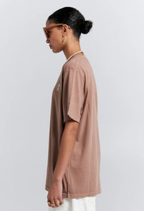 Embroidered Runaway Girl - Classic Organic Cotton T-Shirt - Taupe-KAREN WALKER-P&amp;K The General Store