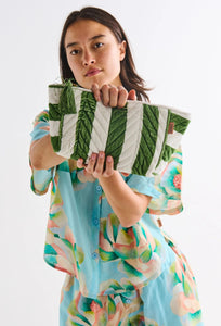 Moss Stripe Velvet Toiletry Bag-KIP & CO-P&amp;K The General Store