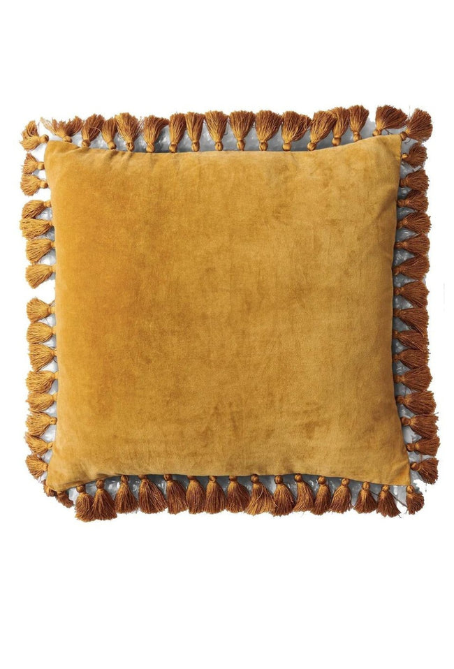 Velvet Tassel Cushion - Pecan-KIP & CO-P&amp;K The General Store