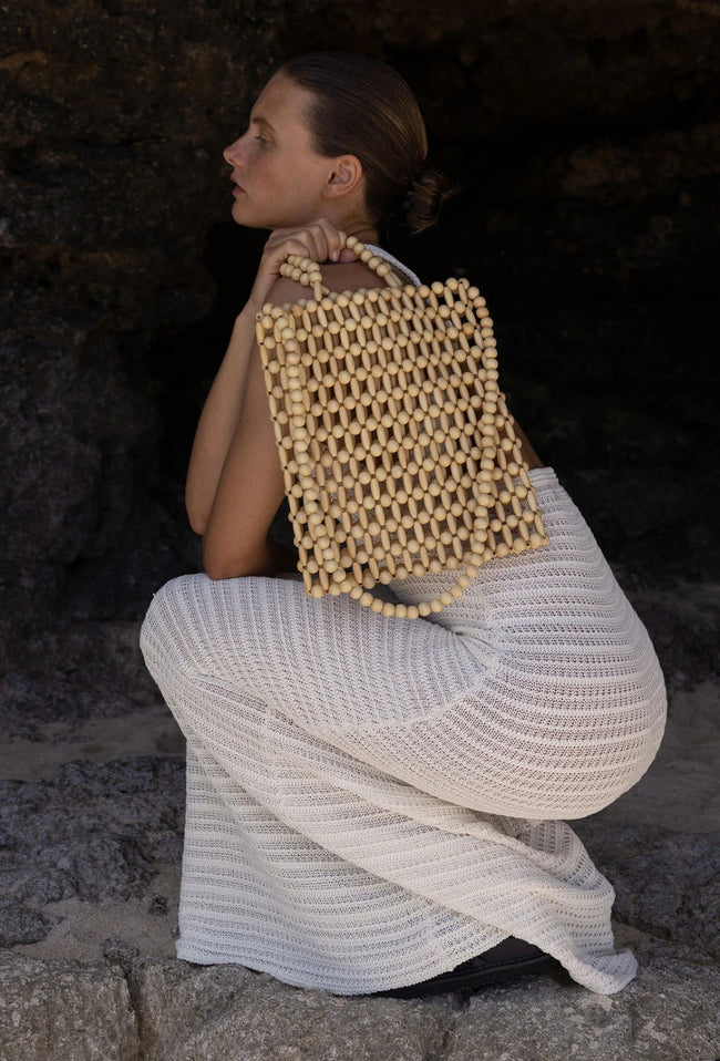 Gia Beaded Tote Bag - Natural-LA TRIBE-P&amp;K The General Store