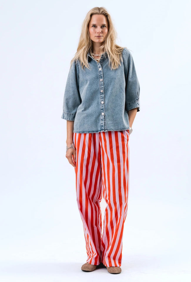 Bono S/S Shirt - Washed Denim-LOLLYS LAUNDRY-P&amp;K The General Store