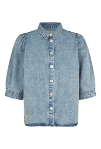 Bono S/S Shirt - Washed Denim-LOLLYS LAUNDRY-P&amp;K The General Store