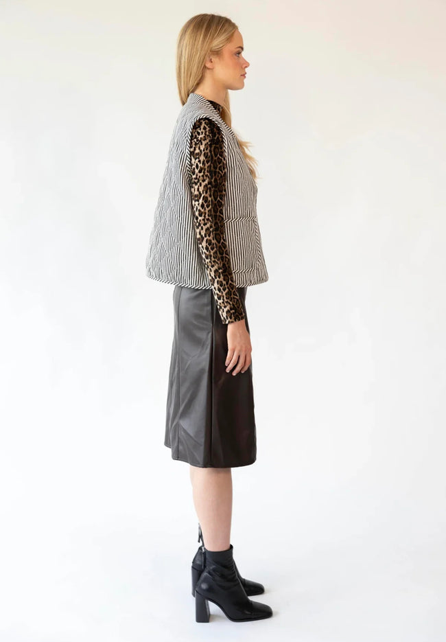 Cairo Quilted Vest - Black/White Stripe-LOLLYS LAUNDRY-P&amp;K The General Store