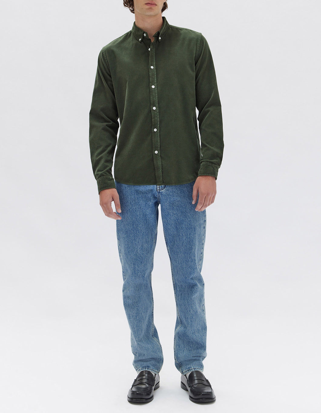 Mens Cord Long Sleeve Shirt - Forest Green-ASSEMBLY LABEL-P&K The General Store