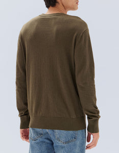 Mens Cotton Cashmere Long Sleeve Sweater - Pea Marle-ASSEMBLY LABEL-P&amp;K The General Store